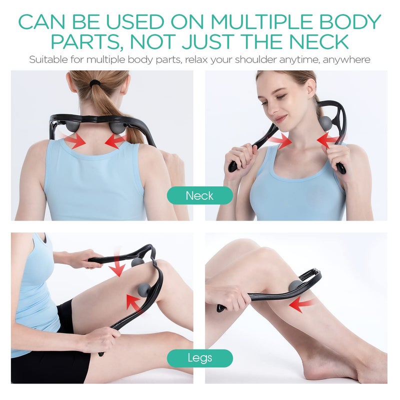 VOYOR Neck Massager Shiatsu Deep Tissue Dual Trigger Point Shoulder Massager for Pain Relief, Ergonomic Handle Design, Lightweight & Portable MS110 - Image 4